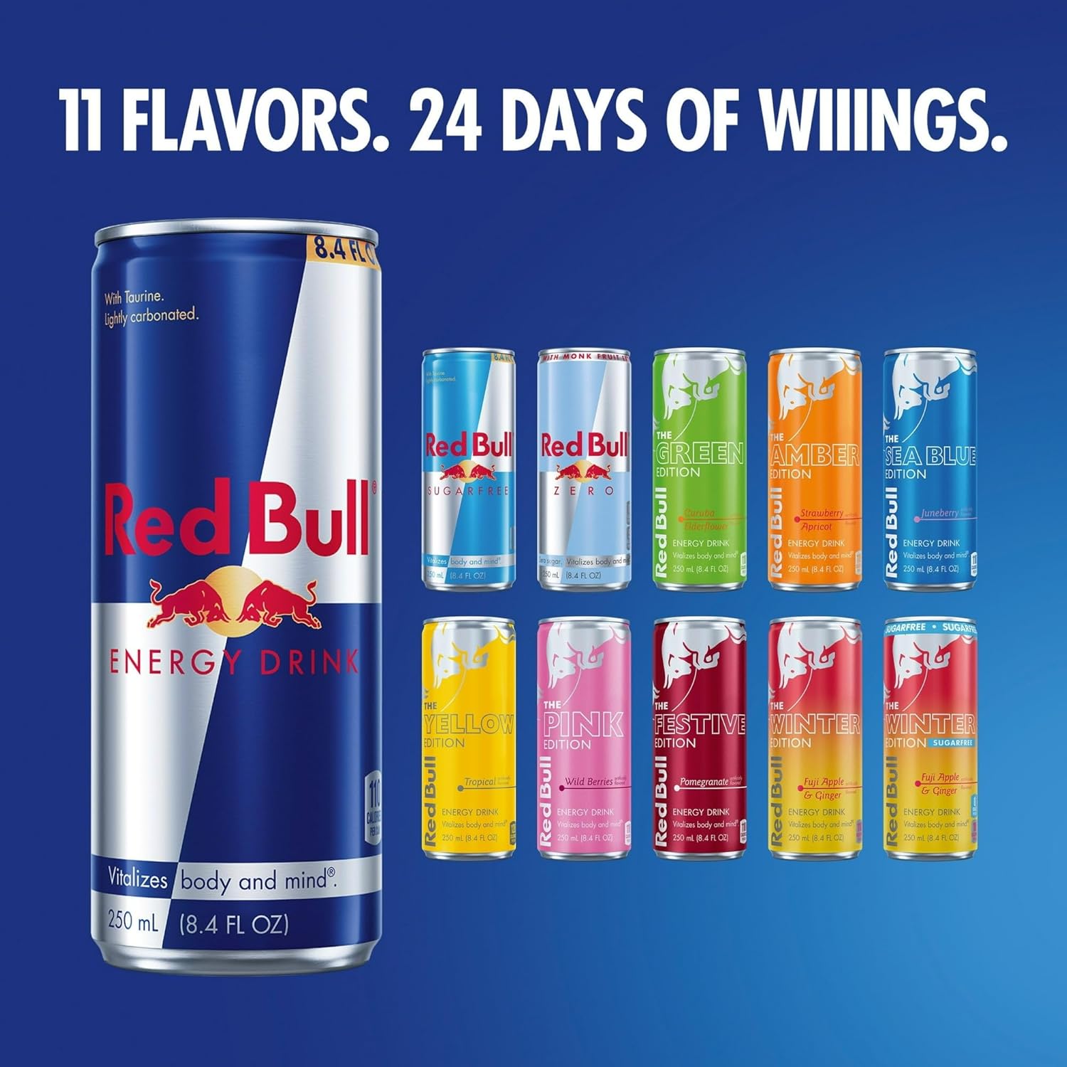 Red Bull Energy Drink Variety 2025 Advent‑Kalender‑Pack, mit 80 mg Koffein, Taurin & B‑Vitamine, 250 ml – 24 Dosen – Bild 4